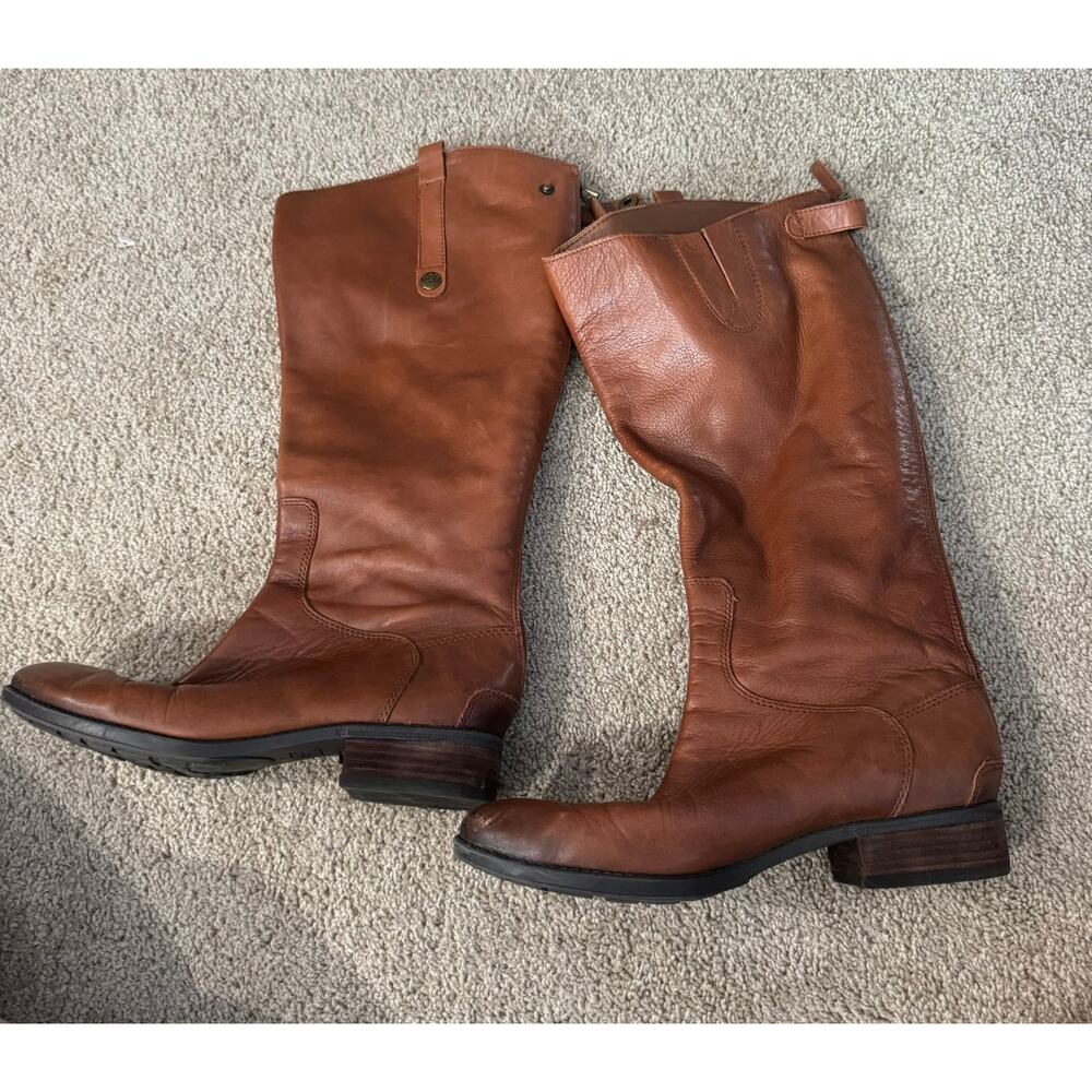 Sam Edelman Penny Tall Brown Leather Riding Boots Short Heel Women's Size 8.5 - Picture 2 of 16